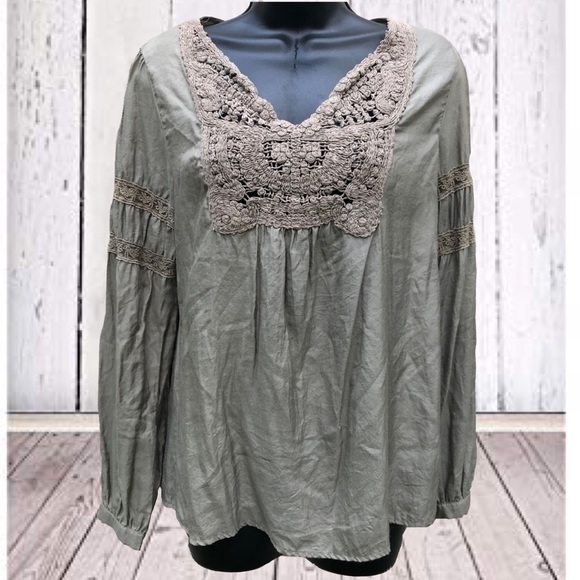 Love Stitch Tops - ⚡️ 5/$15 ⚡️Love Stitch | Olive Green Boho Blouse